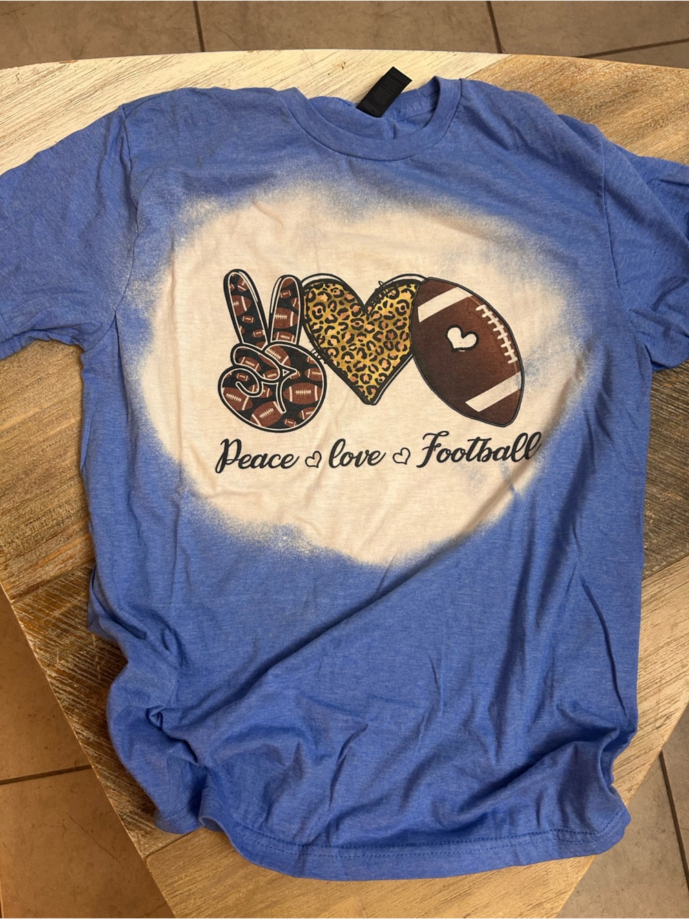 Gildan Blue 'Peace Love Football' Short Sleeve Tee